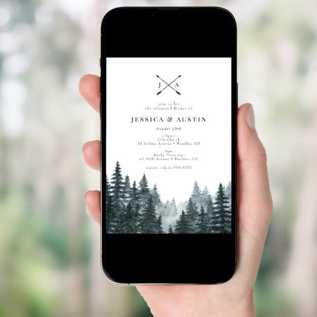 Rustic Woodland Arrows Boho Rehearsal Dinner Invitation (Front Digital)