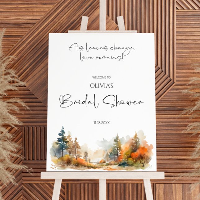 Rustic Woodland Autumn Bridal Shower Welcome Foam Board (Creator Uploaded)