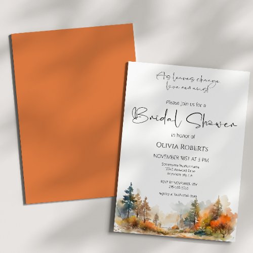 Rustic Woodland Autumn Forest Bridal Shower Invitation