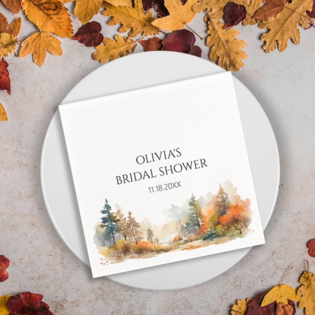 Rustic Woodland Autumn Forest Bridal shower Napkins (Creator Uploaded)