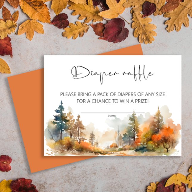 Rustic Woodland Autumn Forest diaper raffle ticket Enclosure Card (Creator Uploaded)