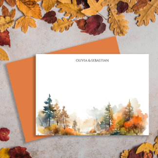 Rustic Woodland Autumn Forest Note Card