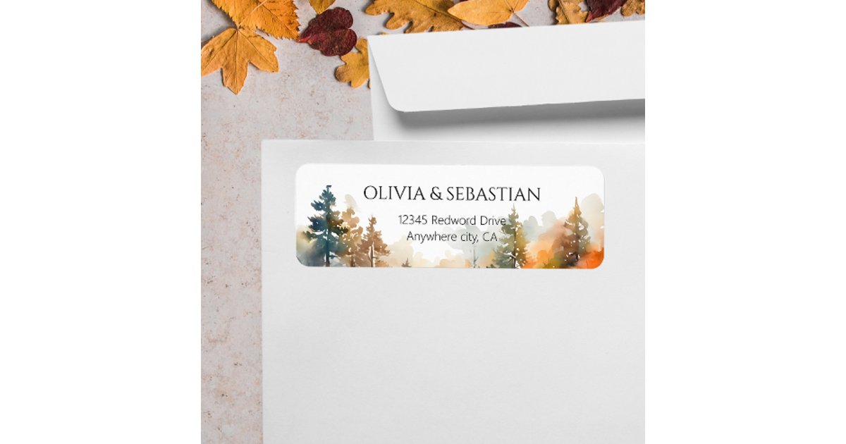 Rustic Address Lables Rustic Woodland Autumn Forest Return Address Label | Zazzle