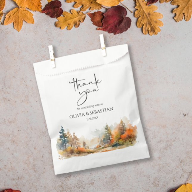 Rustic Woodland Autumn Forest Wedding Favor Bag (Creator Uploaded)