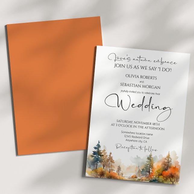 Rustic Woodland Autumn Forest Wedding Invitation (Creator Uploaded)