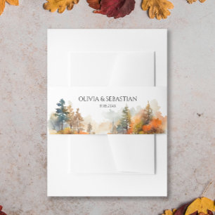 Rustic Woodland Autumn Forest Wedding Invitation Belly Band