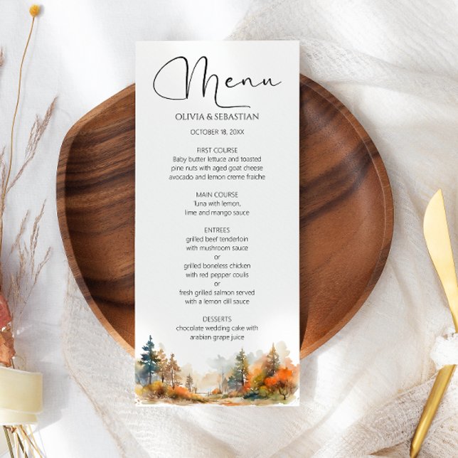 Rustic Woodland Autumn Forest Wedding Menu (Creator Uploaded)