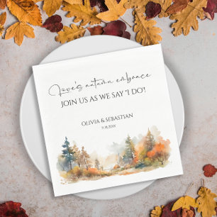 Rustic Woodland Autumn Forest Wedding Napkins