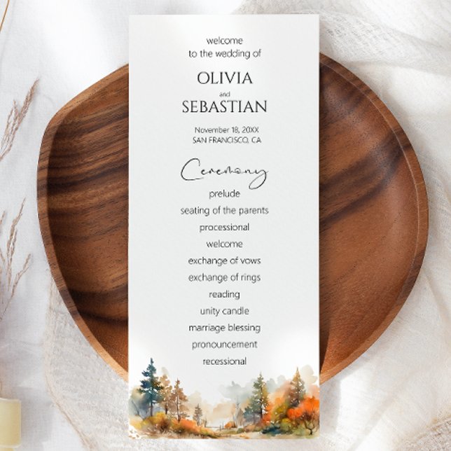 Rustic Woodland Autumn Forest Wedding Program (Creator Uploaded)