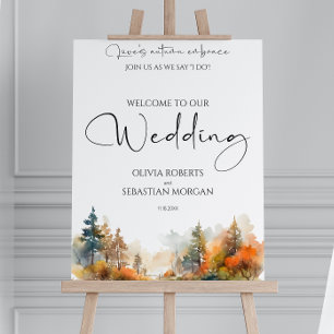 Rustic Woodland Autumn Forest Wedding Welcome Foam Board