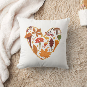 Rustic Woodland Autumn Heart Nature Throw Pillow