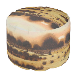 rustic woodland autumn Landscape sunset Pouf