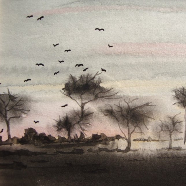 rustic woodland autumn Landscape sunset Throw Pillow (Creator Uploaded)