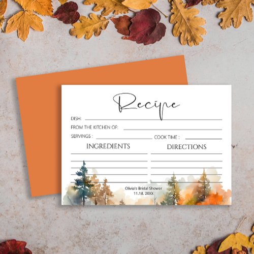 Rustic Woodland Autumn Recipe Card