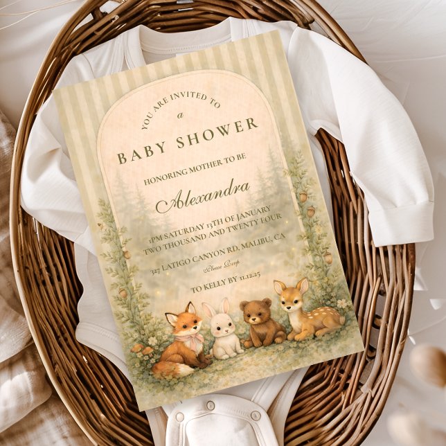 Rustic Woodland Baby Animals Baby Shower Invitation (Creator Uploaded)