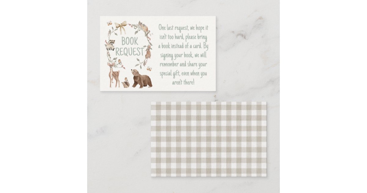 Rustic Woodland Baby Shower Book Request Insert | Zazzle