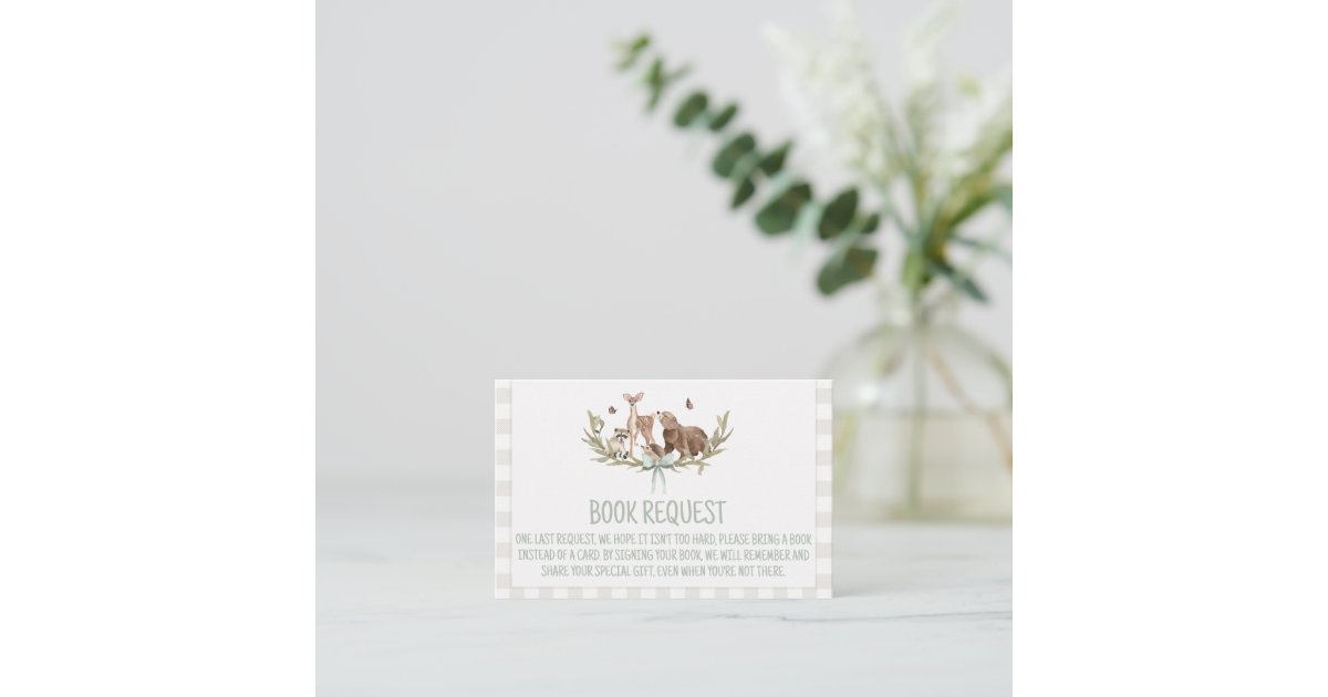 Rustic Woodland Baby Shower Book Request Insert | Zazzle