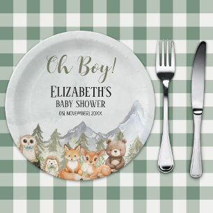 Rustic Woodland Baby Shower Boy Celebration Paper Plates