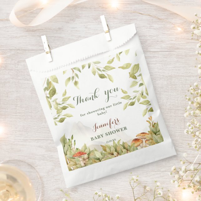 Rustic Woodland Baby Shower Greenery Thank You Favor Bag (Clipped)