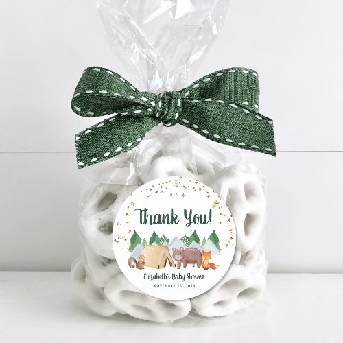 Rustic Woodland Baby Shower Thank You Classic Round Sticker