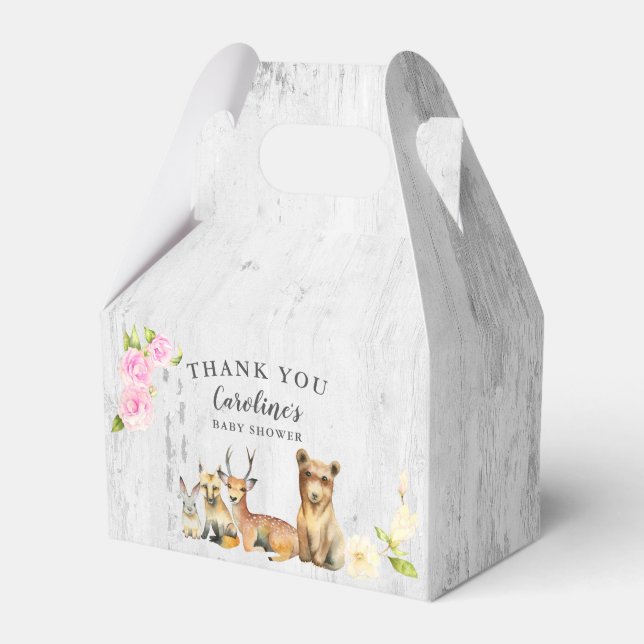 Rustic Woodland Baby Shower Thank You Favor Boxes (Front Side)