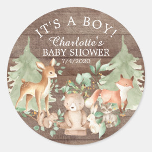Rustic Woodland Baby Shower Thank You Favor Classic Round Sticker