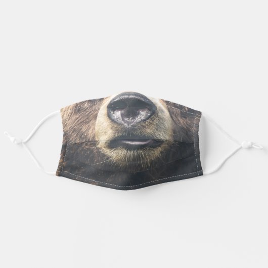 rustic woodland bear adult cloth face mask (Front, Unfolded)