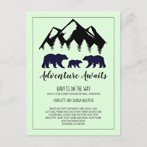 Rustic Woodland Bear Baby Shower By Mail Postcard