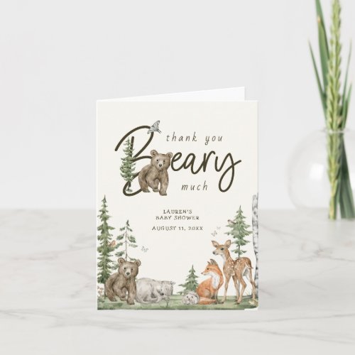 Rustic Woodland Bear Baby Shower Thank You Card