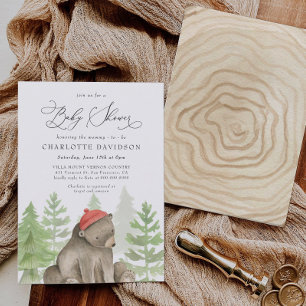 Rustic Woodland Bear Boy Baby Shower Invitation