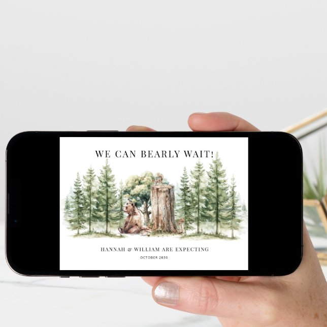 Rustic Woodland Bear Cub Forest  Announcement (Front Digital)