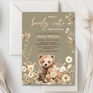 Rustic Woodland Bear gender neutral Baby Shower  Invitation