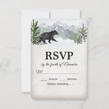Rustic Woodland Bear Wedding Rsvp by PaperandPomp at Zazzle