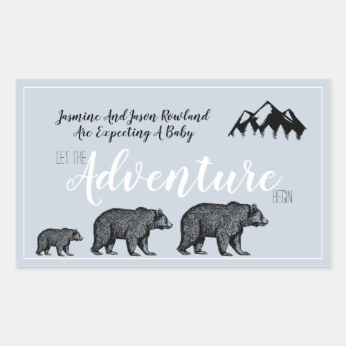 Rustic Woodland Bears Adventure Awaits Pregnancy Rectangular Sticker