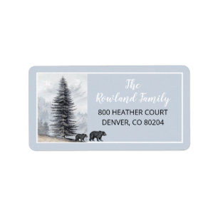 Rustic Woodland Bears Baby Shower Return Address Label