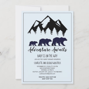 Rustic Woodland Bears Blue Boy Baby Shower