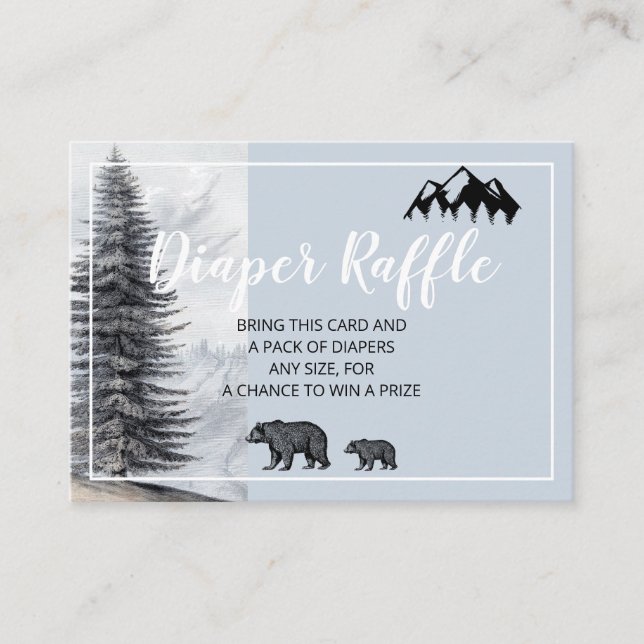 Rustic Woodland Bears Diaper Raffle Enclosure Card (Front)