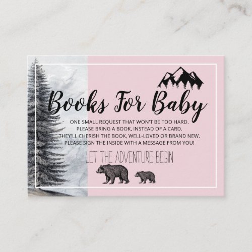 Rustic Woodland Bears Pink Baby Shower By Mail Enclosure Card