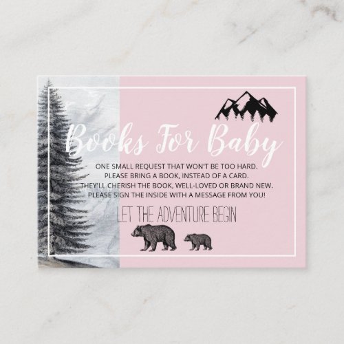 Rustic Woodland Bears Pink Baby Shower By Mail Enclosure Card