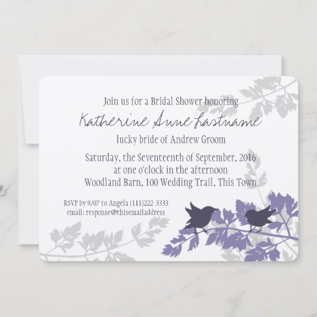 Rustic Woodland Birds Bridal Shower Invitation (Front)