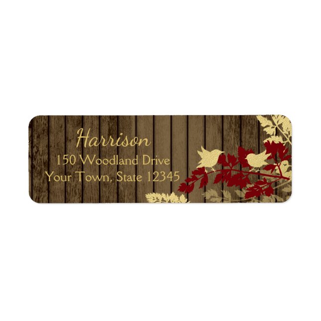 Rustic Woodland Birds Holiday Address Label (Front)