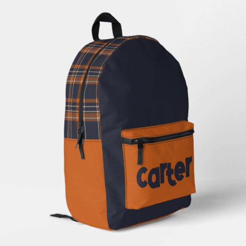 Rustic woodland Blue  orange plaid Printed Backpack