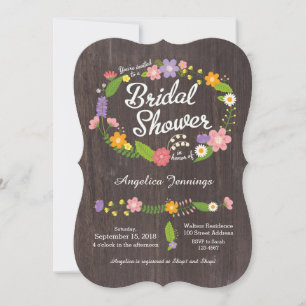 Rustic Woodland Bohemian Floral Wreath Wedding Invitation