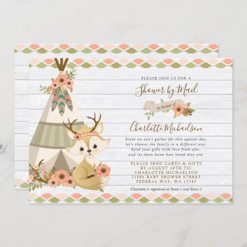 Rustic Woodland Boho Shower By Mail Invitation