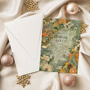 Rustic Woodland Botanical Christmas Invitation