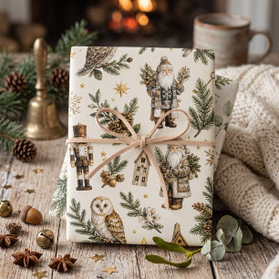 Rustic Woodland Botanical Evergreen Scandinavian Wrapping Paper Sheets