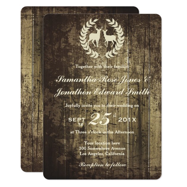 Rustic Woodland Buck And Deer Wedding Invitation