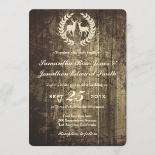 Rustic Woodland Buck and Deer Wedding Invitation