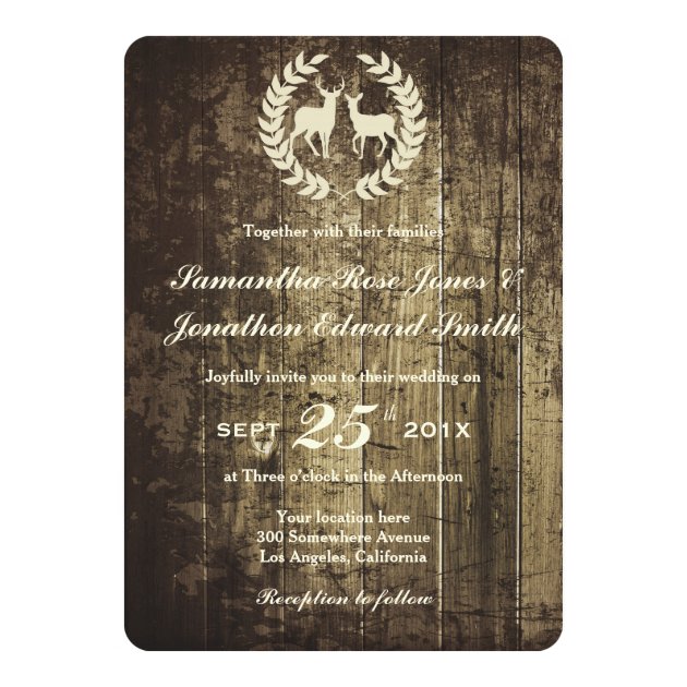 Rustic Woodland Buck And Deer Wedding Invitation