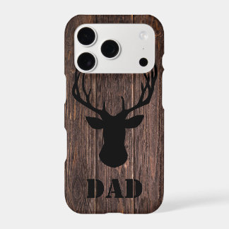 Rustic Woodland Buck Wood Pattern Dad iPhone 17 Pro Case